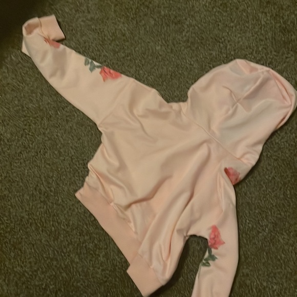 pink floral cropped hoodie - Picture 3 of 3